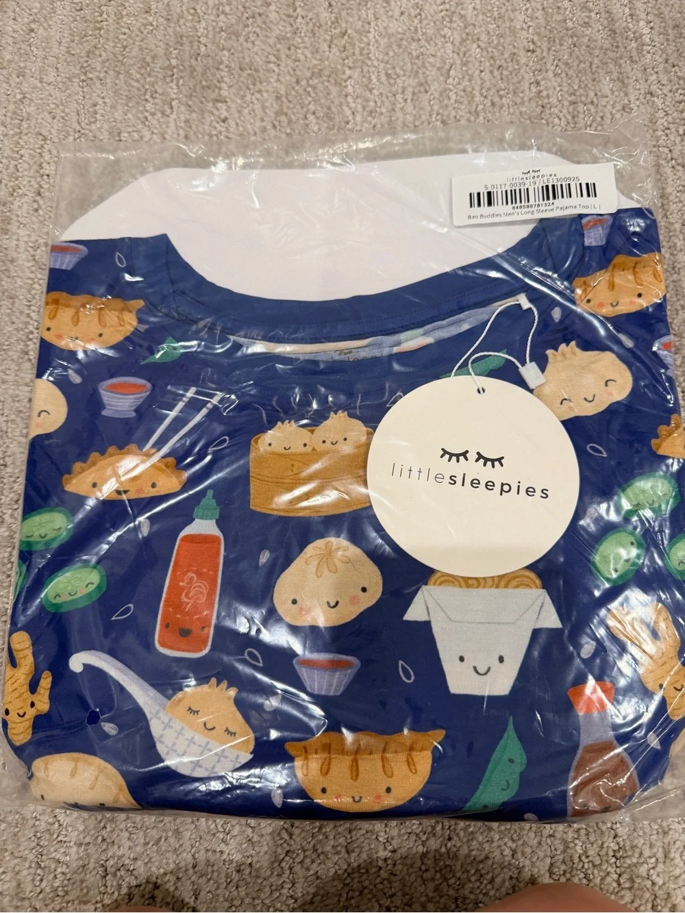 Little Sleepies Navy Bao Buddies Dumpling & Noodles Pajama Top Large